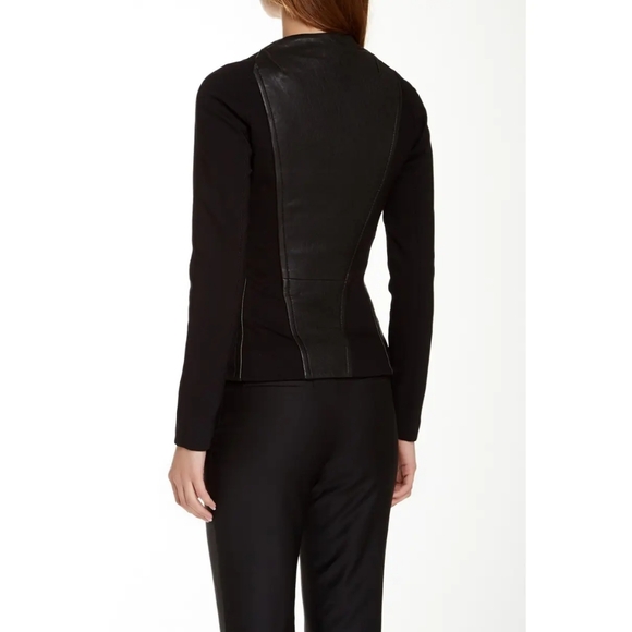 Ted Baker Melaa Leather Panel Moto Biker Jacket, Ted Size 2 - Picture 3 of 10